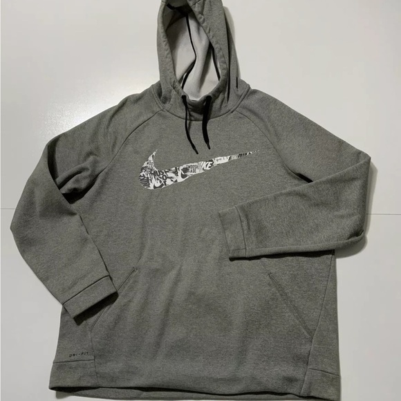 Nike Other - Nike Dri Fit Therma Fleece Running Turtleneck Big Swoosh Grey Pullover Hoodie XL